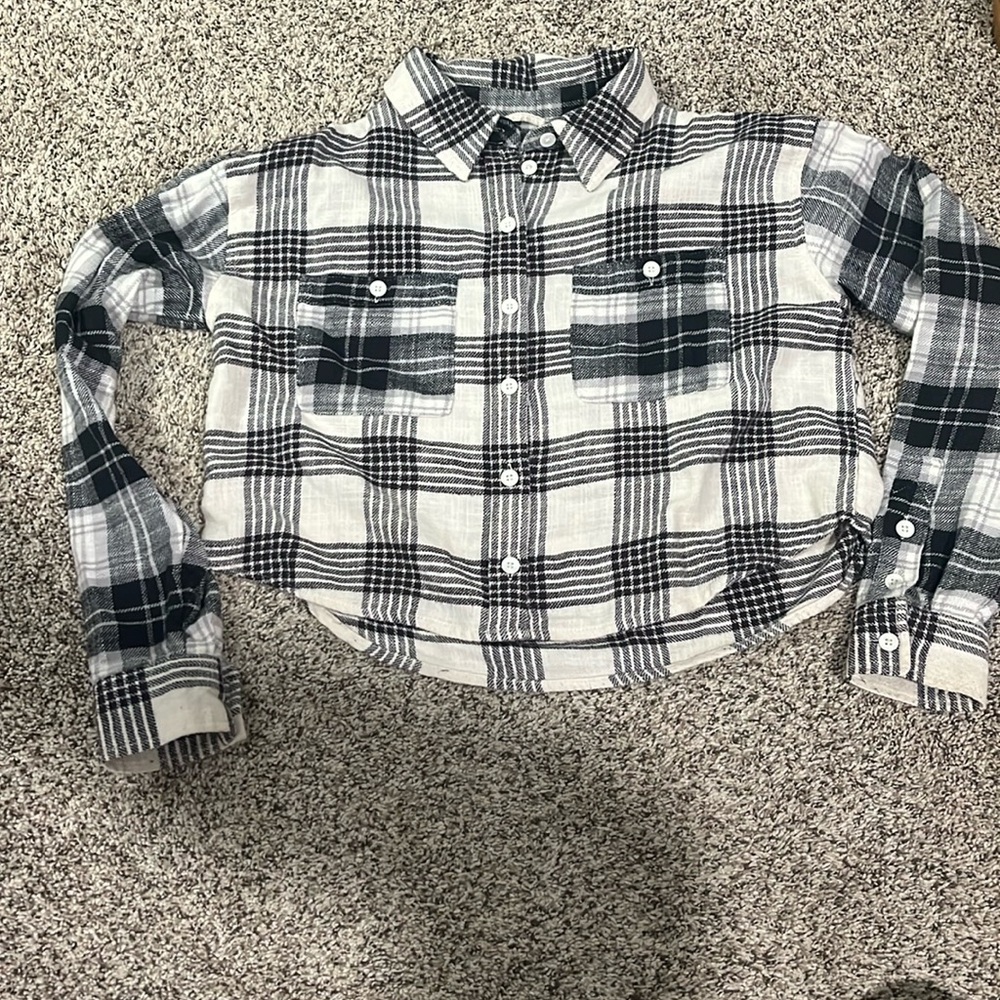 American eagle cropped flannel size xxs